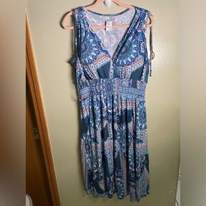 American Rag Cie Printed Dress 1X Bohemian, Hippie, Summer, festival A053